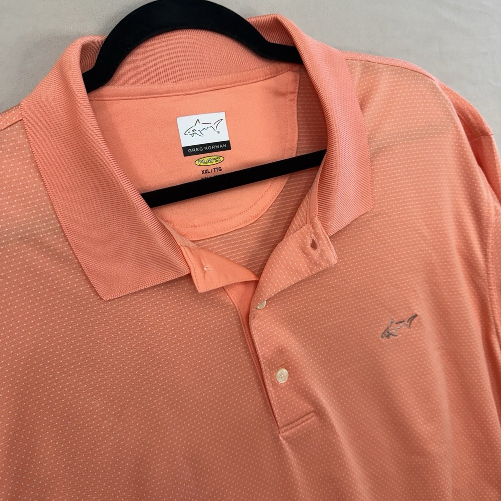 Greg Norman Polo Shirt Mens XXL Orange PlayDry Performance Golf Short Sleeve